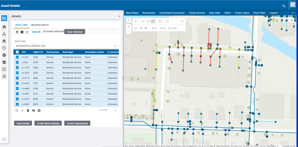 Screenshot showing water lines on a map
